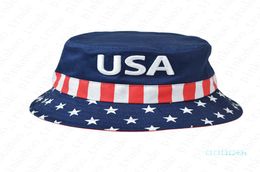 Embroidery Donald Trump Foldable Bucket Hat Women039s Outdoor Sunscreen Cotton Fishing Hunting Cap Mens USA Letters Sun Prevent6181195