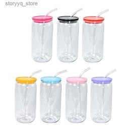 Mugs 16oz Plastic Mason Jar PP acrylic single-layer cup with Straw 500ml Clear Mason Can PP Drinking Cup L240312