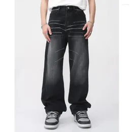 Jeans masculinos 2024 Spring Korean Devise High Street Style Vintage FOTO ZIPPER SOLIO