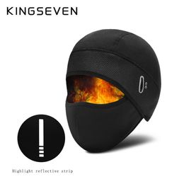 KINGSEVEN Cycling Caps Winter Windproof Bike Balaclava Cap Glasses Hole Sports Running Headwear Waterproof Riding Keep Warm Mask 240311