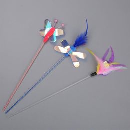 Cat Toys Pet False Butterfly worm Feather Interactive Funny Teaser Wand Training Kitten Colourful Rod164w