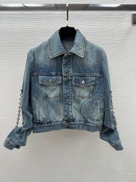 LO1WE Women's chain jacket designer coats luxury brand jacket Anagram logo denim jacket short jacket 2024 new womens jacket fashion clothing