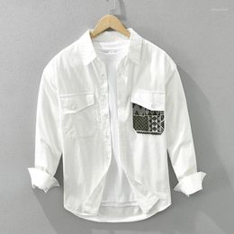Men's Casual Shirts White Shirt For Men Cotton Long Sleeve Loose Versatile Clothing