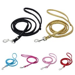 Pet Puppy Dog Leash Collar Long Smooth Pu Leather Leashes Solid Color Walker Girl Boy For Walking Collars &2869