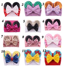 2020 Baby Velvet Hair Belt Solid Colour Hairpin Baby Sequin Glitter Big Bow Clips Mouse Ear Wide Boutique Headband Baby Girl Hair A7327916