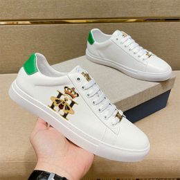 Luxury Designer Little Bee White Shoes Mens Board High Edition Leather Casual Quality Summer Cool Trainers