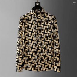 Men's Casual Shirts High Quality Printed Shirt For Men 2024 Spring Long Sleeve Loose Fashion Social Party Tuxedo Hawaii M-4XL