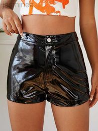 Women's Shorts Shiny Patent Leather Shorts Summer Waist Latex PU Shorts Slim Hot Short Pants Street Custom ldd240312