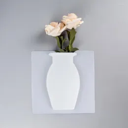 Vases Reusable Window Vase Silicone Set For Modern Wall Mount Decoration Punch Free Fridge Door Glass