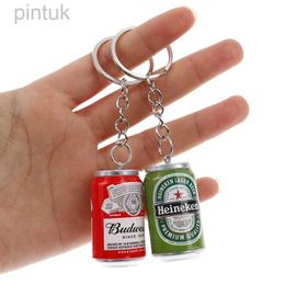 Keychains Lanyards Mini Beer Can Keychain Creative Resin Key Chain Mini Drink Bottle Keyring For Men Women Bag Pendant Gift ldd240312