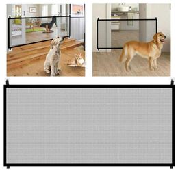 Kennels & Pens Magic Dog Gate Fences Portable Folding Breathable Mesh Pet Barrier Separation Guard Isolated Dogs Baby Home Safety 226J