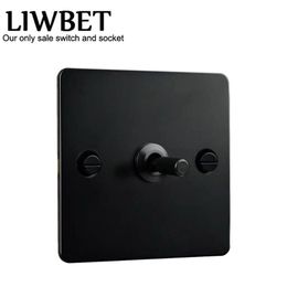 Black color 1 gang 2 way Wall Switch and AC220250V Stainless steel panel Light Switch with black color toggle T200605239t