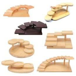 Japanese wooden wood Cuisine Sushi Bridge Boats Pine Creative Sashimi plate Platter Tableware Decoration Ornament 240304