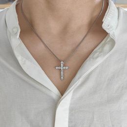 Pendant Necklaces Zirconia Cross Crystal Necklace Silver Color Box Chain Female Choker Fashion Jewelry Gifts For Women Girls