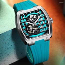 Wristwatches 2024 AILANG Brand Watch Men's Authentic Explosive Tonneau Hollow-Out Waterproof Luminous Automatic Tourbillon Mechanical