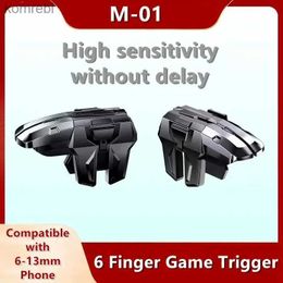 Game Controllers Joysticks M01 ABS+Alloy 6 Finger Mobile Game Trigger for PUBG Aim Shooter L1 R1 Key Button Gamepad Controller for IPhone Android Universal L24312