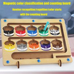 Children Montessori Toy Magnetic Pen Moving Ball Game Colour Sorting Counting Board Fine Motor Training Sensory Educational Toys y240226