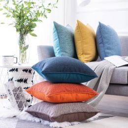 Pillow Nordic Solid Cotton Linen Cushion Cover Thick Texture Crochet Throw Pillow Covers Light Luxury Decorative Cushions for Sofa