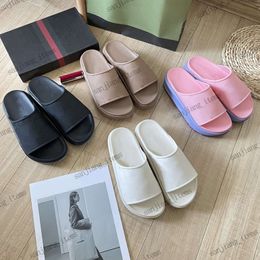 luxury brand designer sandals Women platform perforated clog cut out mule slippers 2024 summer shoes lady beach pool slides 5.5CM thick bottom rubber clog loafers