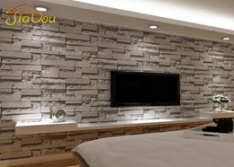 Stacked Brick 3D Stone Wallpaper Modern Wallcovering PVC Roll Wallpaper Brick Wall Background Wallpaper Grey For Living Room2507031