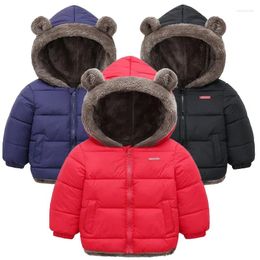 Down Coat 2-6T Baby Autumn Winter Thicken Jacket All-match Cashmere Children Boys Girls Solid Colour Hooded Kid Parka Outerwear