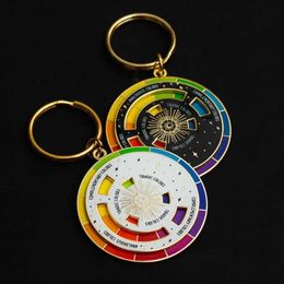 Keychains Lanyards Wheel Keychain (Black/ White) Theory Artist Gift Keychains for Backpack Hats Pins Boards Rainbow Gifts ldd240312