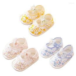 First Walkers Lightweight Shoes With Bowknot Slip Resistant Little Girls Print Prewalker Comfortable Wearing