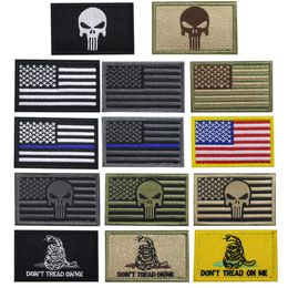 Bundle 100 pieces USA Flag Patch Thin Blue Line Tactical American Military Morale Patches Set for clothes with hook&loop2388