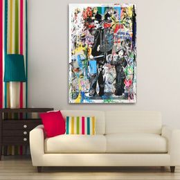 Graffiti Canvas Banksy Art Canvas Posters and Prints Funny Monkeys Graffiti Street Art Wall Pictures for Modern Home Room Decor287P