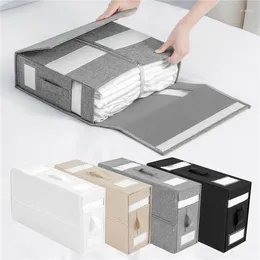 Storage Bags Bed Sheet Set Box Fabric Visible Window Zipper Folding Blanket Finishing Wardrobe Bedding Closet Organiser