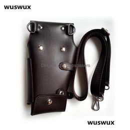 Hair Scissors Pu Leather Rivet Scissor Bag Clips Hairdressing Barber Holster Pouch Holder Case With Waist Shoder Belt Brown Drop Deliv Dhkup