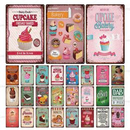 Pink Cake&Donuts&Ice-cream Tin Sign Vintage Metal Poster Iron Sheet Decor For Club Bar Restaurant Cafe Painting Wall Home Decor H12148