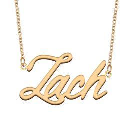 Zach Name Necklaces Pendant Custom Personalised for women girls children best friends Mothers Gifts 18k gold plated Stainless steel