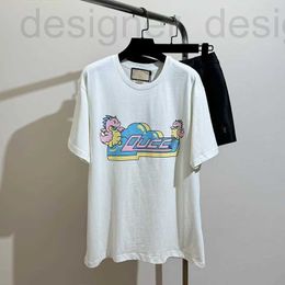 Men's T-Shirts designer brand 2024 Early Spring New Fun Kawaii Dinosaur Letter Printed Round Neck T-shirt for women HXFY