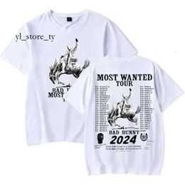 Bad Bunny Most Wanted Tour 2024 High Quality Stylish Men T Shirt Women Men Summer Fashion O-neck Short Sleeve Vintage T Shirtdesigners Short Sleeve 5249