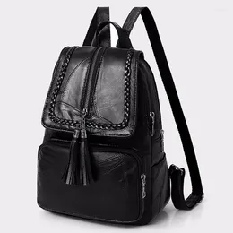 School Bags 2024 Brand Minimalism Female Backpack Pu Leather Youth Women Bagpack Beautiful Fashion Girl Casual Rucksacks Lady Shoulder Bag