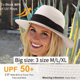 Wide Brim Hats Bucket Hats 62cm Big Head Summer Sun Hats for Men Women Foldable Travel Packable Large size Straw Hat Beach Wide Brim Fedora Hat UPF50+ Q240312