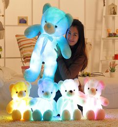 30cm 50cm bow tie teddy bear luminous bears doll with builtin led colorful light luminous function valentines day gift plush toy3751170