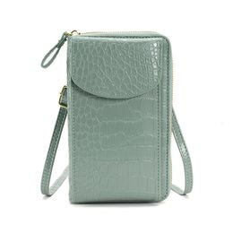 YUECIMIE Womens Crossbody Cellphone Purse Phone Bags Ladies Mobile Shoulder Wallet Small PU Leather Female Messenger Bag Green 240307