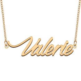 Valerie Name Necklace Pendant for Women Girls Birthday Gift Custom Nameplate Kids Best Friends Jewellery 18k Gold Plated Stainless Steel