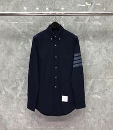Men039s Shirt 4Bar Striped Korean Designs High Quality Women039s Oversized Navy Blouse Slim Fit Business Casual Oxford Cott4600687