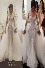 Middle East 2020 Wedding Dresses Mermaid Bridal Dresses Trailing Sexy Lace Overskirts Berta Bridal Wedding Gowns Detachable Steven7389190