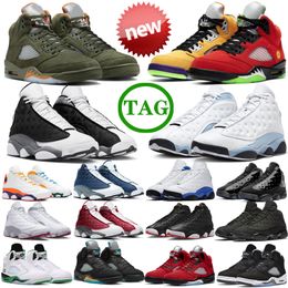 5s men 5 Olive 13s Basketball Shoes Blue Grey Flint Wolf Grey Playoffs Midnight Navy What The mens Sports Trainer