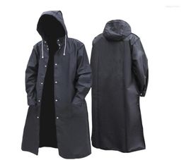 Men039s Trench Coats Fashion Waterproof Long Raincoat Men Women Black Hooded Rain EVA Coat Outdoor Hiking Travel Fishing Climbi2905249