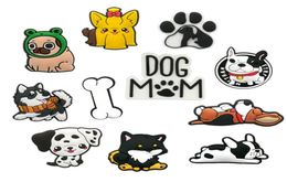 MOQ 50pcs Husky French Bulldog cartoon shoe charms buckles 2D Soft rubber Shoe accessories Decorations Pins buttons fit men women Sandals kids Wristbands7218523