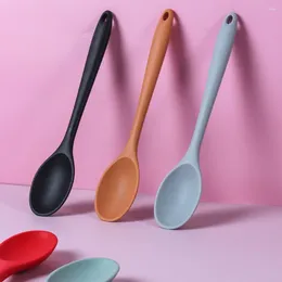 Spoons Fall Proof Long Handle Honey Silicone Integrated Ice Cream Soup Spoon Cooking Kitchen Tool Stirring