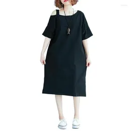 Party Dresses Fashion 2024 Runway Design Knit Loose Slimming Summer Dress Elegant Single Shoulder Pure Sweet Street Work T-shirt Women