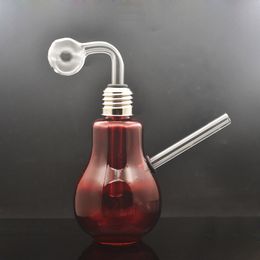 Heavy Lamp Bulb Style Glass Oil Burner Bong Color Bubbler Water Pipe Detachable Recycler Ash Catcher Bong with Downstem Oil Pot