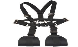 BDSM M Open Leg Restraints Body Harness Strap Bondage Gear with Handcuffs for Easy Access Sexual Play Black Nylon BX734A5743257