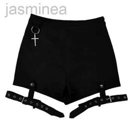 Women's Shorts Ruibbit Spring Summer Arrival Vintage Punk Rock Gothic Shorts Sexy Cross Ring Short Pants Fashion Black Shorts ldd240312